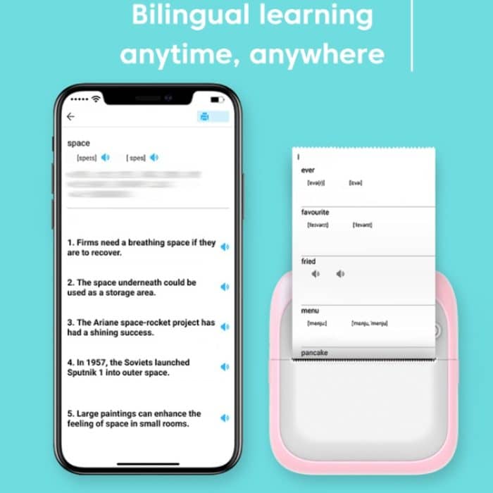 A31 Bluetooth Handheld tragbarer selbstklebender Thermodrucker, Pink, Blue, Pink+5 Rolls Printer Paper, Blue+5 Rolls Printer Paper, Pink+3 Rolls Colored Paper, Blue+3 Rolls Colored Paper – Bild 6