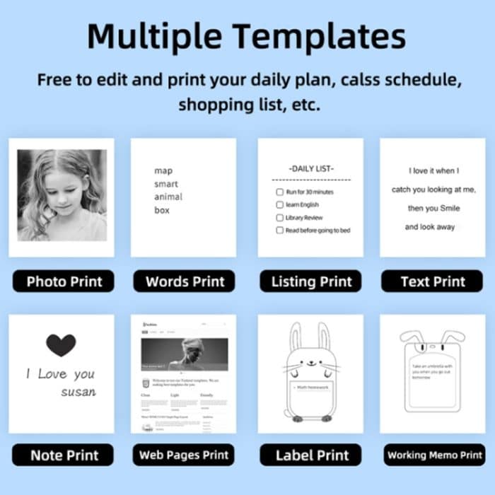 C23 Seven Colors Atmosphere Breathing Light Kabelloser Thermodrucker, C23 White+5 Rolls Thermal Paper, C23 White+3 Rolls Color Paper, C23 Blue Standard, C23 Blue+5 Rolls Thermal Paper, C23 Blue+3 Rolls Color Paper – Bild 12