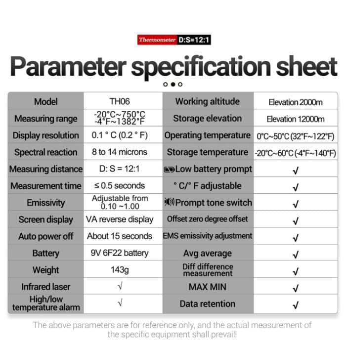 ANENG TH06 Öltemperatur Hochpräzises Thermometer Laserbacken Infrarot-Wasserthermometer, TH06 Orange, TH06 Black – Bild 12