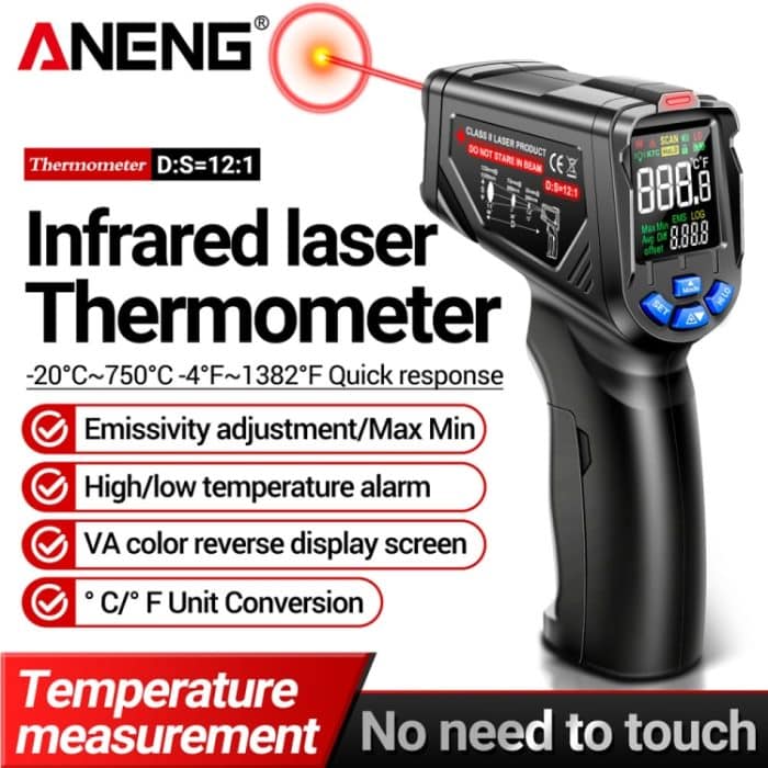 ANENG TH06 Öltemperatur Hochpräzises Thermometer Laserbacken Infrarot-Wasserthermometer, TH06 Orange, TH06 Black – Bild 7