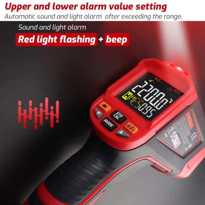 Farbbildschirm-Infrarot-Thermometer, industrielles elektronisches Thermometer, TASI TA603A -32-1080 degrees Celsius, TASI TA603B -32-1380 degrees Celsius, TASI TA603C -32-1680 degrees Celsius, TASI TA603D -32-1880 degrees Celsius... – Bild 6