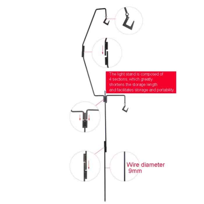 1,73 m Camping-Lichtmast aus Schmiedeeisen, zusammenklappbares Licht-Hängegestell mit Aufbewahrungstasche – Bild 4