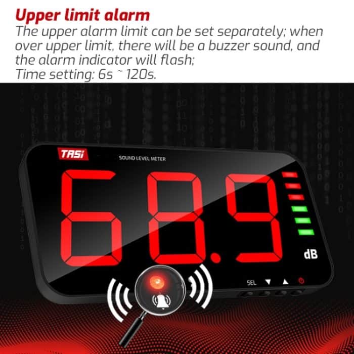 Wandmontierter Lärmmesser mit großem Bildschirm, Dezibel-Detektor, TA653A, TA654A – Bild 7
