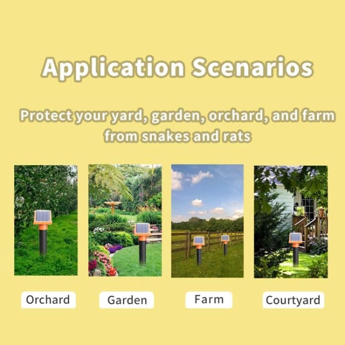 SJZ057 Outdoor IP66 Wasserdichter Solar-Ultraschall-Rattenvertreiber Obstgarten Ultraschall-Tiervertreiber, SJZ057 (Orange) – Bild 14