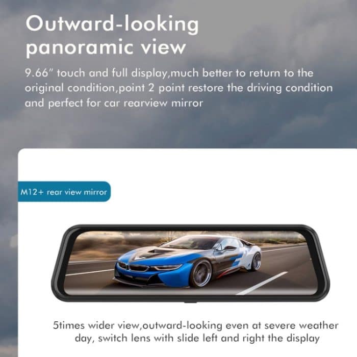 Anytek M12+ 9,66 Zoll großer Bildschirm Dual-Record Fahrrekorder 2K Touchscreen Parkvideo Rückfahrbild – Bild 3