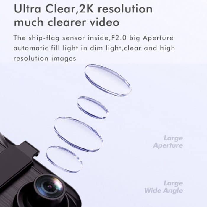 Anytek M12+ 9,66 Zoll großer Bildschirm Dual-Record Fahrrekorder 2K Touchscreen Parkvideo Rückfahrbild – Bild 4