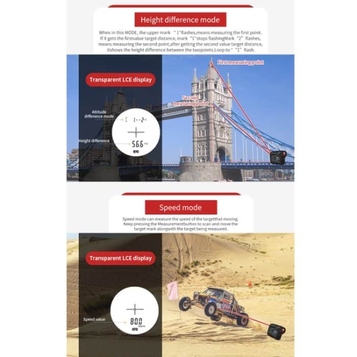 ARTBULL 1000m Golf Laser Entfernungsmesser Teleskop Höhenmesser Tachometer – Bild 20