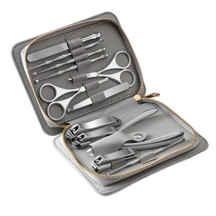 12-in-1 Nageltrimm- und Polierwerkzeugset aus Edelstahl, Bamboo Section, Square Head