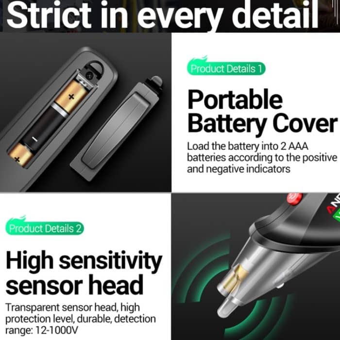 ANENG VC1019 Berührungsloser elektrischer Induktionsstift Hochpräziser Linienerkennungs-Breakpoint-Sprachteststift, VC1019 – Bild 7