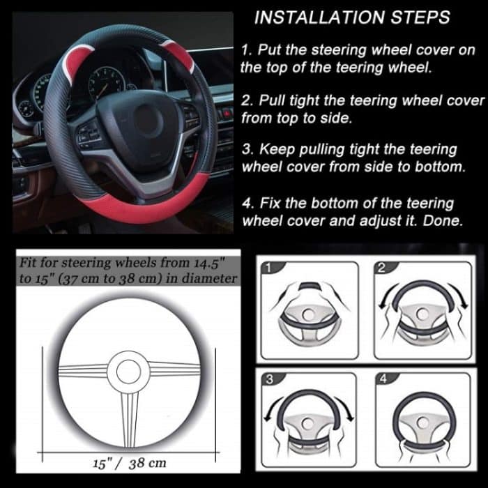 38 cm süße Kaninchen-Frauen-Cartoon-Auto-Lenkradabdeckung, Round Black Pink, Round Black, Round Black Red, Round Black Rose Red, Round Black Boffee, D  Type Black Pink, D Type Black, D Type Black Red, D Type Black Rose Red, D Type Black Coffee – Bild 7