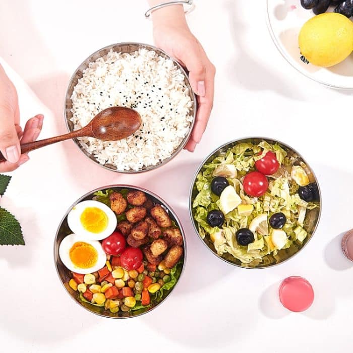 Doppelschichtige Edelstahlschüssel mit Deckel, isolierte Reisschüssel für Kinder, 6pcs /Set 13cm, 6pcs /Set 15cm, 6pcs /Set 17cm – Bild 10