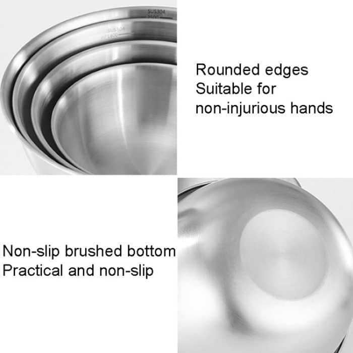 Kochbecken aus Edelstahl 304 mit Skala, verdickendes Mischbecken, Salatschüssel, 16cm, 19cm, 22cm, 24cm, 26cm – Bild 3