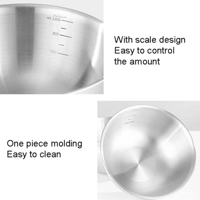 Kochbecken aus Edelstahl 304 mit Skala, verdickendes Mischbecken, Salatschüssel, 16cm, 19cm, 22cm, 24cm, 26cm – Bild 4