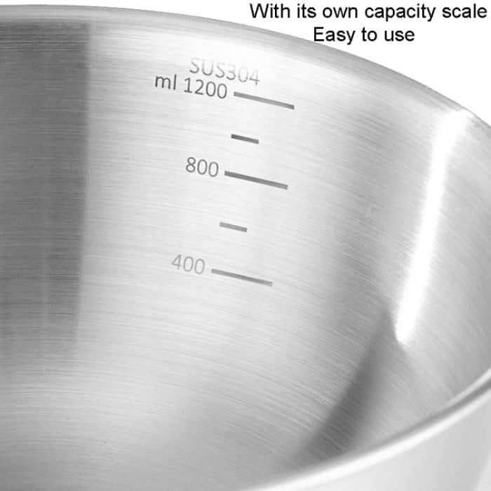 Kochbecken aus Edelstahl 304 mit Skala, verdickendes Mischbecken, Salatschüssel, 16cm, 19cm, 22cm, 24cm, 26cm – Bild 5