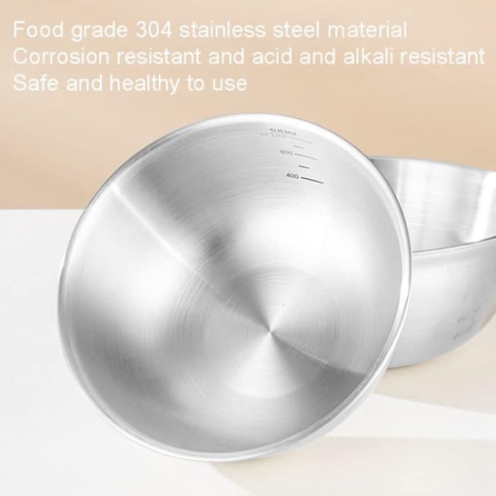 Kochbecken aus Edelstahl 304 mit Skala, verdickendes Mischbecken, Salatschüssel, 16cm, 19cm, 22cm, 24cm, 26cm – Bild 6