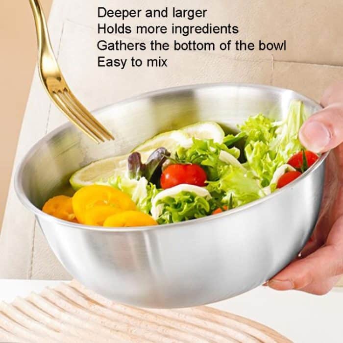 Kochbecken aus Edelstahl 304 mit Skala, verdickendes Mischbecken, Salatschüssel, 16cm, 19cm, 22cm, 24cm, 26cm – Bild 8