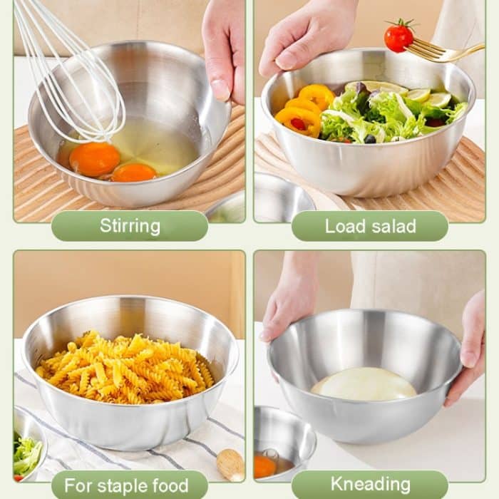 Kochbecken aus Edelstahl 304 mit Skala, verdickendes Mischbecken, Salatschüssel, 16cm, 19cm, 22cm, 24cm, 26cm – Bild 10