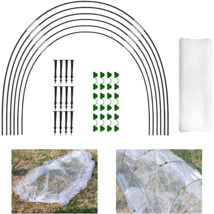 Garten-Bogenschuppen-Insektennetz-Set, flexibles, dehnbares Pflanzenschutznetz, 2.5 x 6m, 2.5 x 10m, 18pcs Without Net, 30pcs Without Net – Bild 2