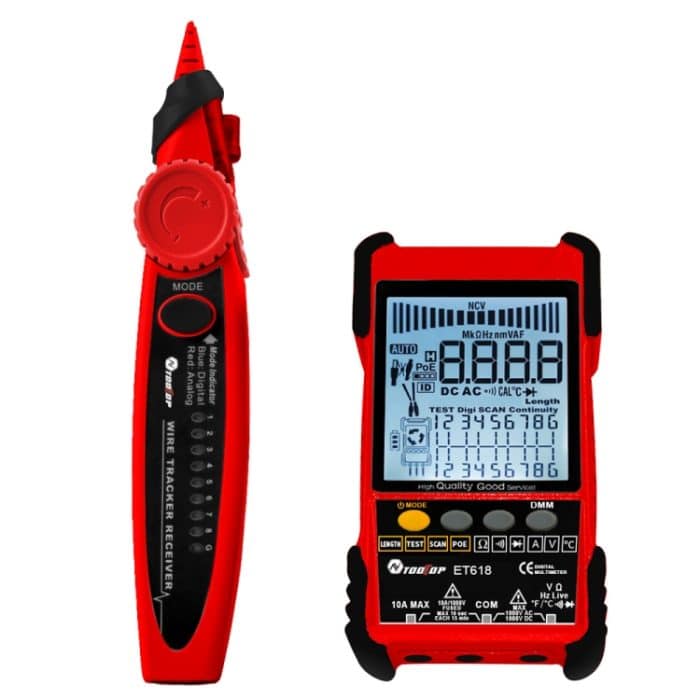 TBD0603753401A.jpg TOOLTOP 600 m/1968 ft Netzwerkkabellänge 2-in-1 Netzwerkkabel-Finder-Multimeter, ET618PRO – Bild 1