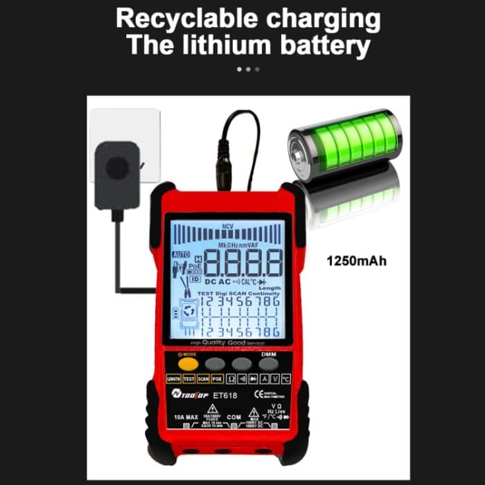 TOOLTOP 600 m/1968 ft Netzwerkkabellänge 2-in-1 Netzwerkkabel-Finder-Multimeter, ET618PRO – Bild 6