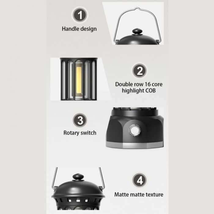 Batterie Modell COB Tragbare Outdoor Camping Lampe Atmosphäre Zelt Lampe Retro Lampe, Battery Small Green, Battery Small Black, Battery Small Beige, Battery Small Red, Battery Large Beige, Battery Large Black, Battery Large Green, Battery Large Red – Bild 6