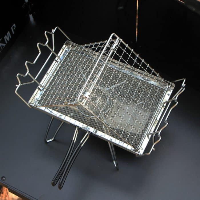 Outdoor Camping Brotständer aus Edelstahl, faltbar, tragbar, Grillrost – Bild 7