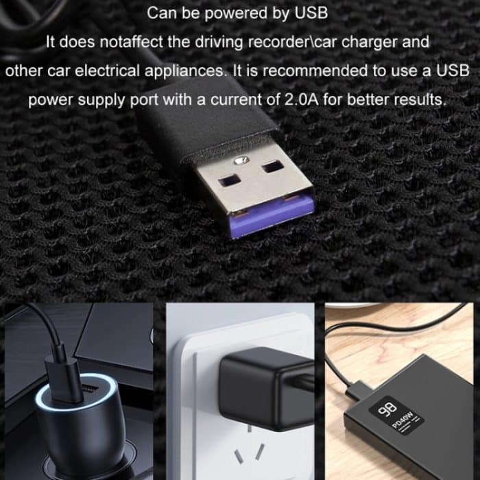 Multifunktionales USB-Lüfter-Belüftungs-Wärmeableitungs-Autositzkissen, Black 5 Sets Fan, Red 5 Sets Fan, Blue 5 Sets Fan, Navy 5 Sets Fan – Bild 8