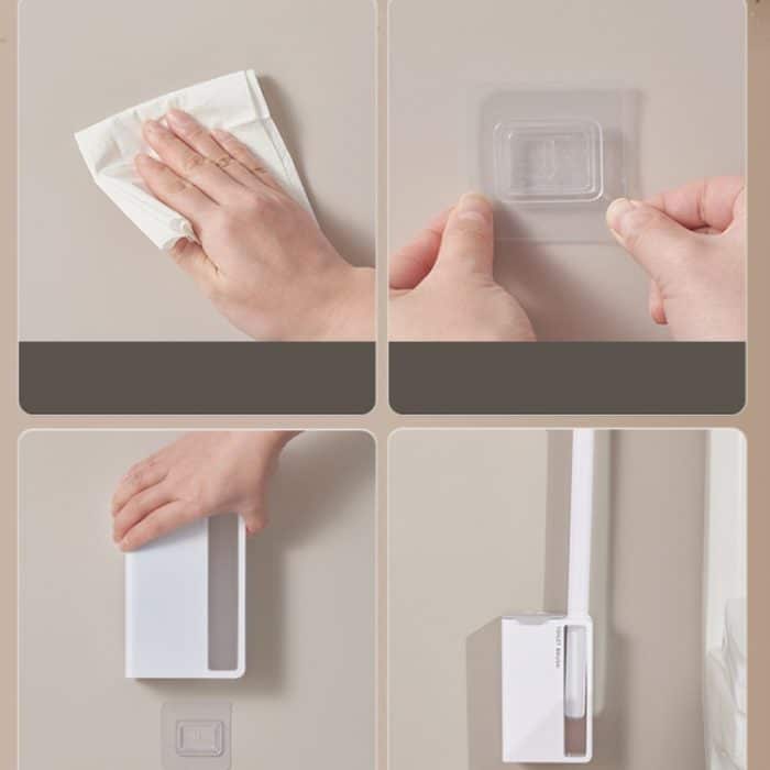 Wandmontiertes Einweg-Toilettenbürstenset mit langem Griff für den Haushalt, White – Bild 12