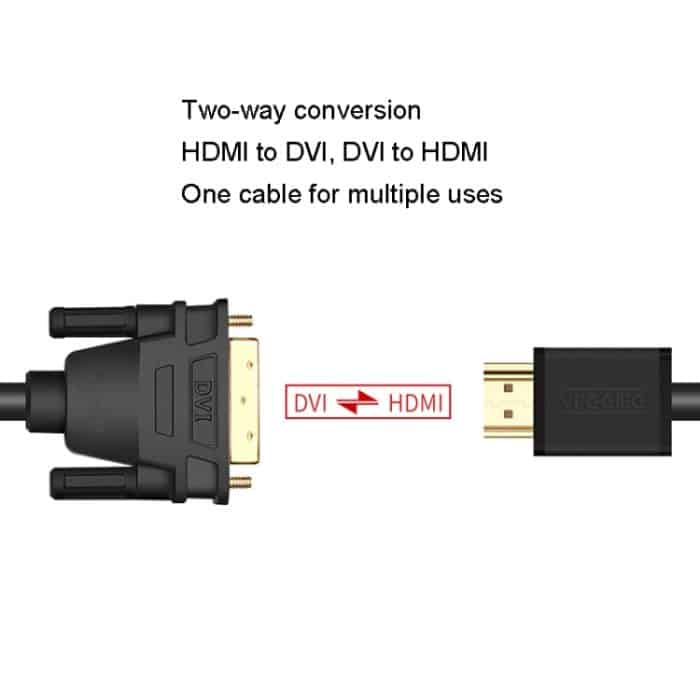 VEGGIEG HDMI-zu-DVI-Konverterkabel für Computer, TV, HD-Monitor, austauschbar, 1m, 1.5m, 2m, 3m, 5m, 8m, 10m, 12m, 15m – Bild 3