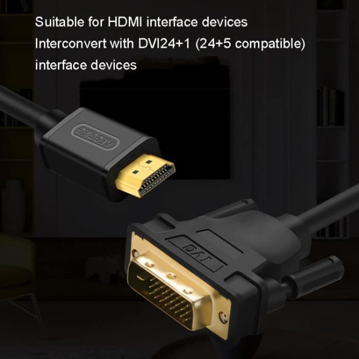 VEGGIEG HDMI-zu-DVI-Konverterkabel für Computer, TV, HD-Monitor, austauschbar, 1m, 1.5m, 2m, 3m, 5m, 8m, 10m, 12m, 15m – Bild 6