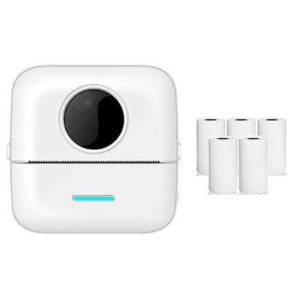 Mini-Student falsche Frage Bluetooth-Thermodrucker, With 5 Rolls White Paper, With 3 Rolls Color Paper