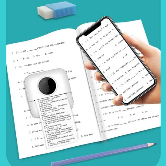Mini-Student falsche Frage Bluetooth-Thermodrucker, With 5 Rolls White Paper, With 3 Rolls Color Paper – Bild 4