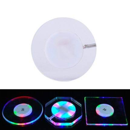 LED-beleuchteter Acryl-Untersetzer mit transparenter Kristallbasis, 100x4mm Round, 100x4mm Octagonal, 100x4mm Square