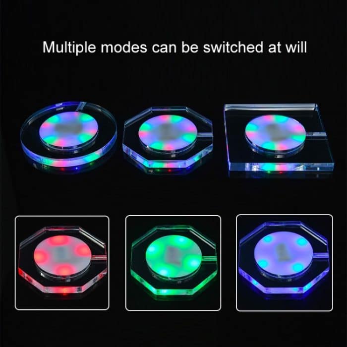 USB-Lade-LED-Leucht-Acryl-Untersetzer mit transparenter Kristallbasis, 100x10mm Round, 100x10mm Octagonal, 100x10mm Square – Bild 6
