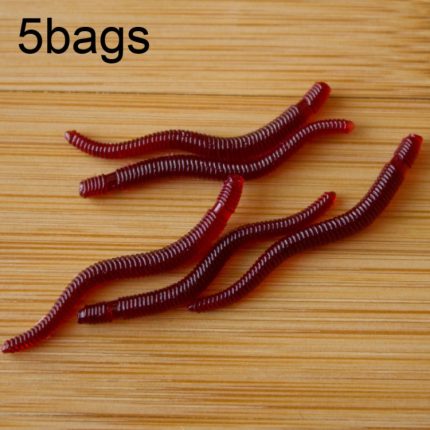 3,5 cm fischiger roter Regenwurm-Kunstköder, leuchtender Fischköder, 5bags 20pcs/bag, 5bags 50pcs/bag