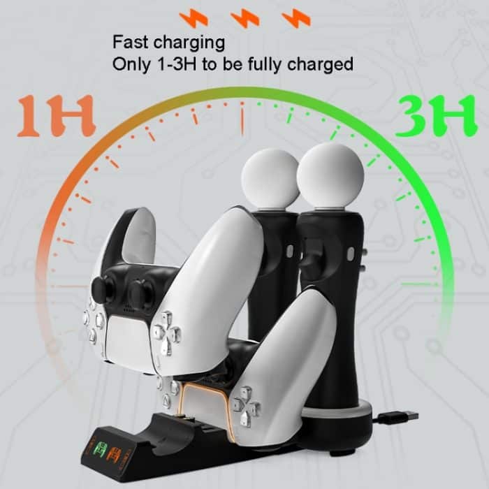 Iplay HBP-301 für PS5 / PS VR MOVE Controller Griff Dual Seat Ladegerät 4 In 1 Ladegerät, HBP-301 – Bild 4