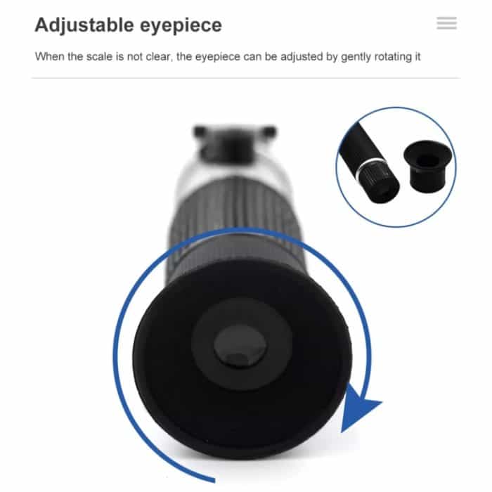 Handrefraktometer Fruchtzuckermessgerät Brix-Tester 0-32 Messbereich, RF001BX With Plastic box – Bild 7