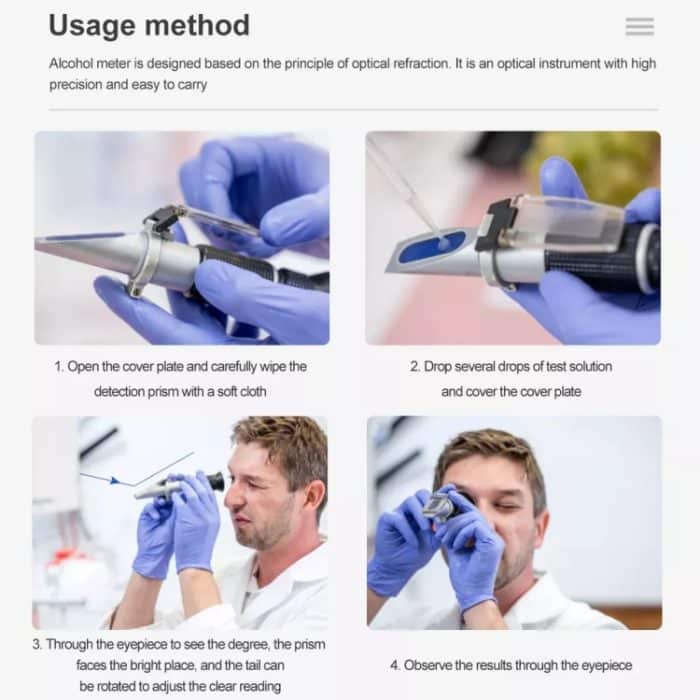 Handrefraktometer Fruchtzuckermessgerät Brix-Tester 0-32 Messbereich, RF001BX With Plastic box – Bild 9