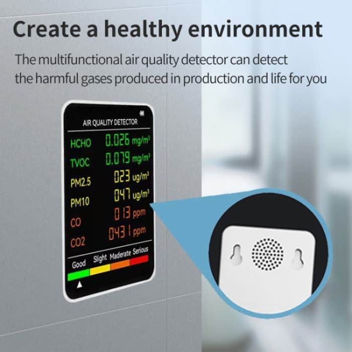PM2,5/PM10 Luftqualitätsdetektor, Innenraumluftqualitätsmonitor, 6 in 1 Air Quality Detector White, 6 in 1 Air Quality Detector Black – Bild 5