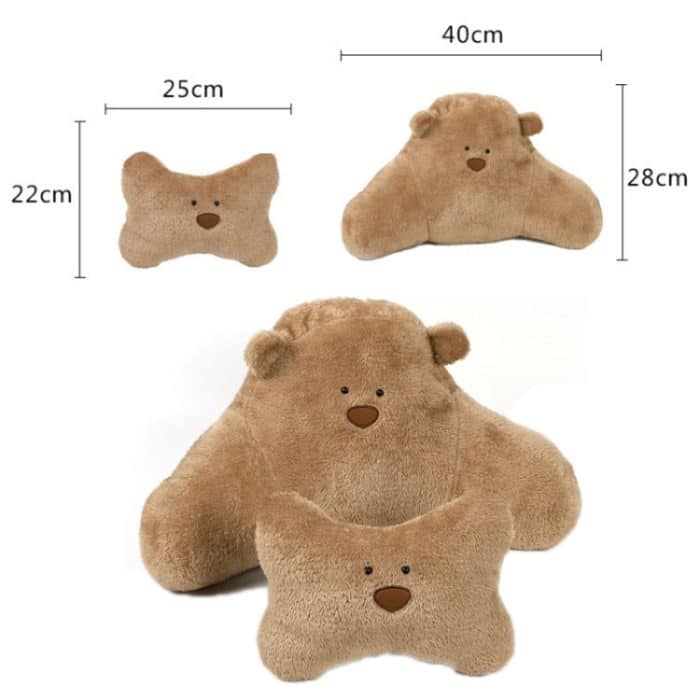 Auto-Cartoon-Bär-Plüsch-Sitzpolsterkissen, Headrest Brown, Lumbar Pillow Brown, Headrest White, Lumbar Pillow White – Bild 2