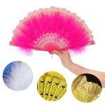 Flapper-Handfächer im Vintage-Stil, bestickter Blumen-Marabou-Federfächer – Bild 2