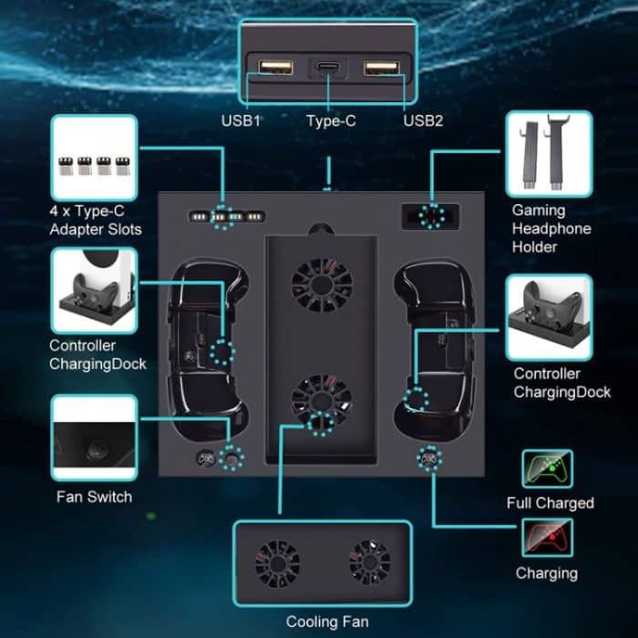 Iplay für Xbox Series S Host Kühlhalterung Griff Ladestation – Bild 7