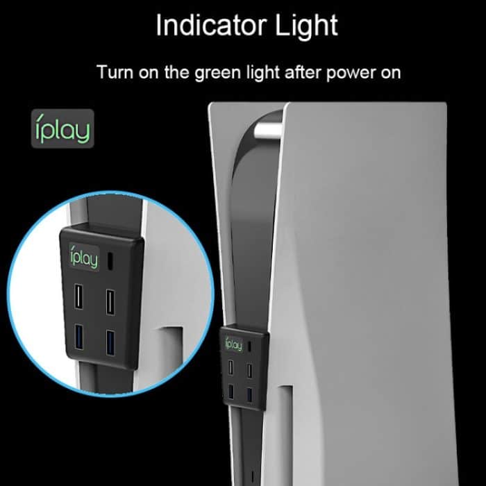 iplay HBP-308 für Sony PS5 5-in-1-Spielekonsole USB3.0 HUB-Verbindungsübertragungs-Extender, For Sony PS5 – Bild 5