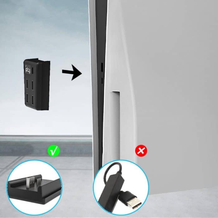 iplay HBP-308 für Sony PS5 5-in-1-Spielekonsole USB3.0 HUB-Verbindungsübertragungs-Extender, For Sony PS5 – Bild 6