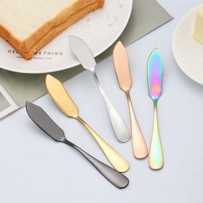 5 Stück Edelstahl Butter Avocado Marmelade Messer Kuchen Butter Spatel, Silver, Gold, Rose Gold, Colorful, Black – Bild 2