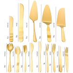 Edelstahl Kuchen Mond Kuchen Messer Gabel Dessert Kuchen Backen Werkzeuge, 14pcs/set Gold – Bild 5