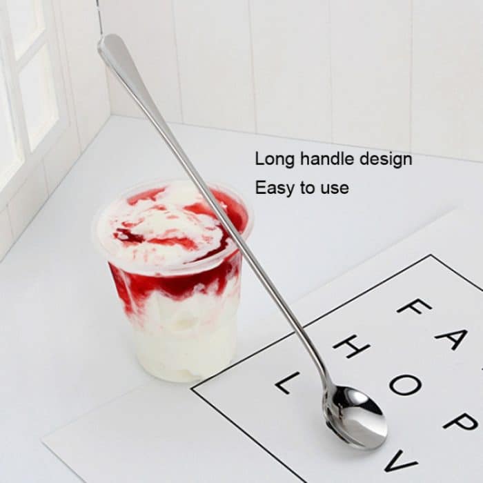 2 Stück 304 Edelstahl langer Griff verdickter runder Löffel Kaffee Eisgetränk Rührlöffel, Stainless Steel Color, Titanium Gold, Rose Gold, Titanium Black – Bild 6