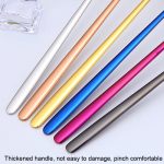 5 Stück 15 cm 304 Edelstahl Löffel Kaffee quadratischer Kopf Löffel langer Griff Rührlöffel, Stainless Steel Color, Titanium Gold, Rose Gold, Titanium Black, Blue, Purple – Bild 5