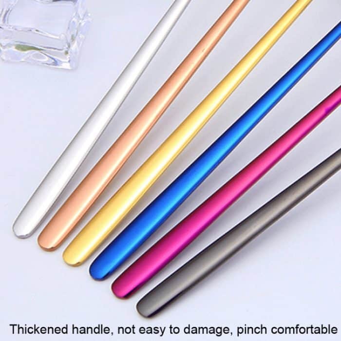 5 Stück 15 cm 304 Edelstahl Löffel Kaffee quadratischer Kopf Löffel langer Griff Rührlöffel, Stainless Steel Color, Titanium Gold, Rose Gold, Titanium Black, Blue, Purple – Bild 5