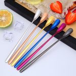 5 Stück 15 cm 304 Edelstahl Löffel Kaffee quadratischer Kopf Löffel langer Griff Rührlöffel, Stainless Steel Color, Titanium Gold, Rose Gold, Titanium Black, Blue, Purple – Bild 9